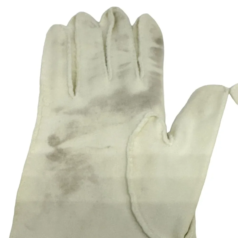 Vintage‎ Embroidered Cotton Gloves 13″ - Size 7½ Made in British Crown Colony
